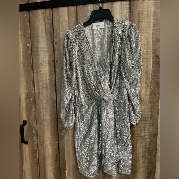 NWT BA&SH Divina Flocked Metallic Dress, L - Picture 8 of 8